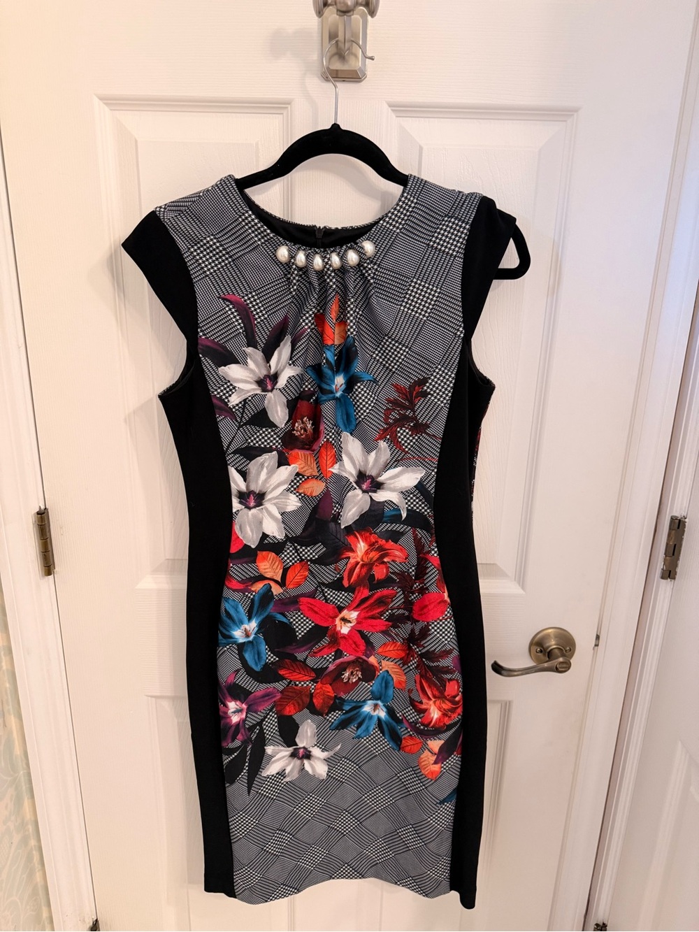 Joseph Ribkoff Black Panel Floral Midi Dress